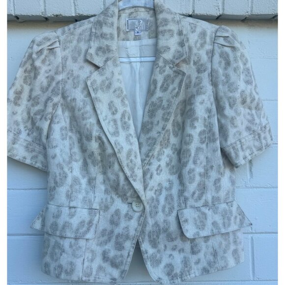 Vintage Alberto Makali Linen Animal Print Blazer - Picture 1 of 9
